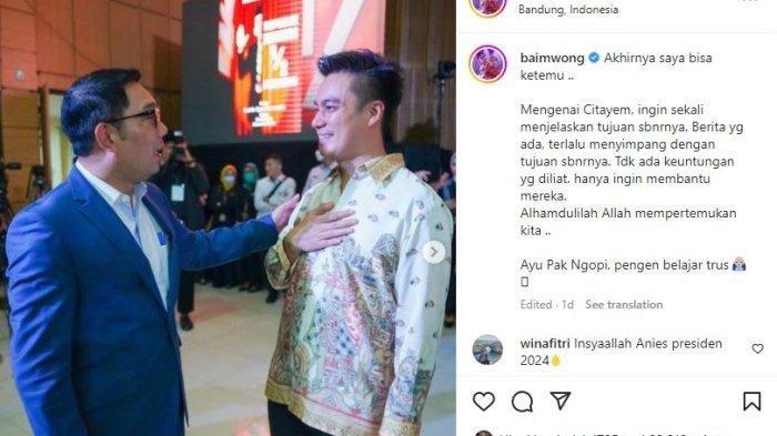 Baim Wong Bersyukur Ketemu Ridwan Kamil dan Jelaskan soal Citayam Fashion Week