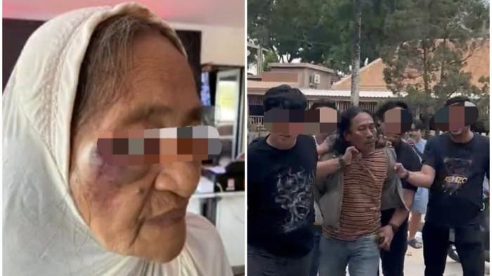 PERAMPOKAN DI BATAM - Jajaran Satreskrim Polresta Barelang bersama Polsek Lubukbaja amankan pelaku perampokan (kanan) di Batam terhadap seorang nenek usia 75 tahun (kiri), Rabu (11/2/2026)