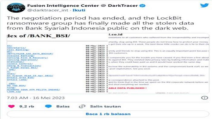 Kelompok Hacker Klaim BSI Down dan Sebar Data Nasabah Bank Syariah Indonesia