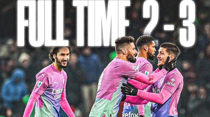 Hasil Udinese vs AC Milan, Loftus-Cheek, Luka Jovic, Noah Okafor Cetak Gol, AC Milan Menang