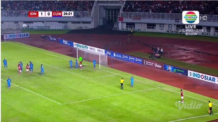 Gol Dimas Drajad Bawa Timnas Indonesia Unggul 1-0 Atas Curacao di Babak Pertama