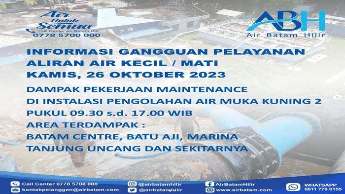Mati Air di Batam Hari Ini Hingga Pukul Lima Sore, Berikut Lokasinya