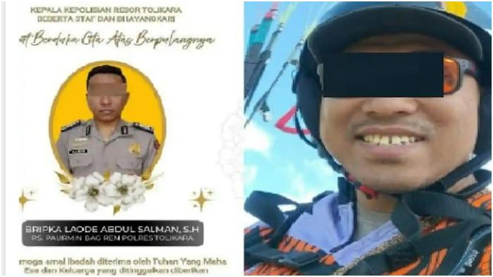 TEWAS - Kolase foto semasa hidup anggota polisi Bripka Laode Abdul Salman (36) yang menjadi korban pembunuhan di Lorong Merak, Jalan Budi Utomo, Kelurahan Mataiwoi, Kecamatan Wua-Wua, Kota Kendari, Sulawesi Tenggara (Sultra), Sabtu (15/11/2025) dinihari.