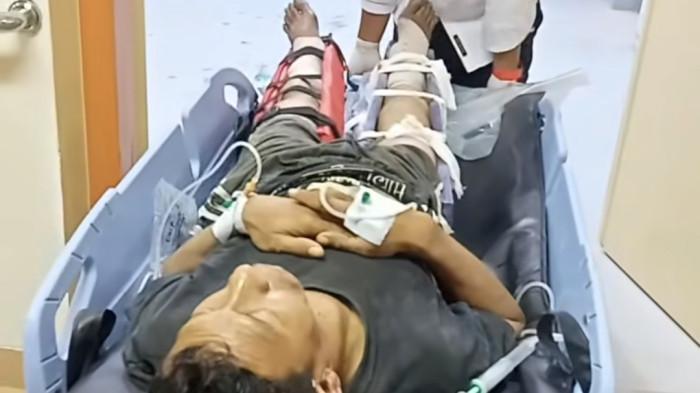 KECELAKAAN VIRAL  - Kondisi Bambang di RSUD RAT Tanjungpinang. Bambang merupakan korban kecelakaan mobil vs motor di Tugu Tangan, Km 13, Kota Tanjungpinang, Kepulauan Riau (Kepri), Rabu (1/4/2026).