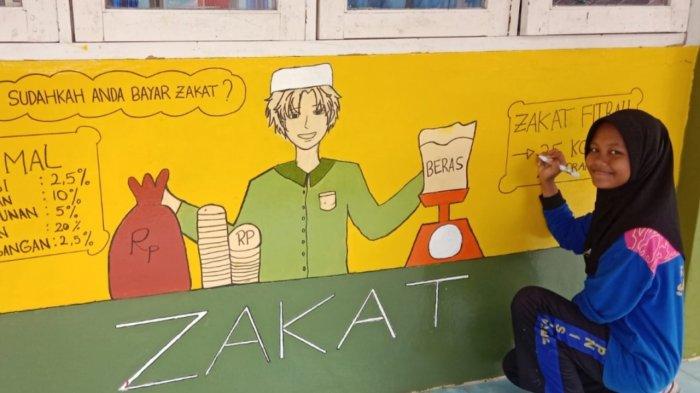 Bertema Zakat, Tembok Kelas Jadi Tempat Salurkan Bakat Seni Siswa SMPN 1 Singkep di Lingga