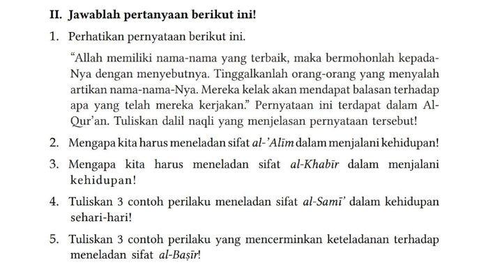 KUNCI JAWABAN PAI Kelas 7 Kurikulum Merdeka Halaman 48: Meneladani Sifat Al-Alim