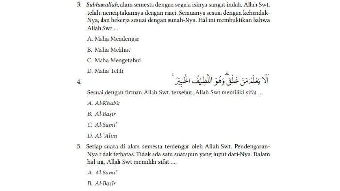 KUNCI JAWABAN PAI Kelas 7 Kurikulum Merdeka Halaman 46 Pilihan Ganda Nomor 3-5