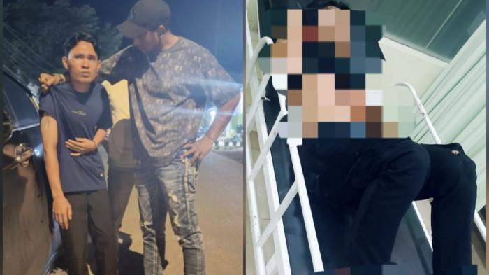 Kolase pelaku penikaman, AW saat diamankan Unit Reskrim Polsek Lubuk Baja dan kondisi korban, FL saat di RS Harapan Bunda, Jumat (24/4/2026)