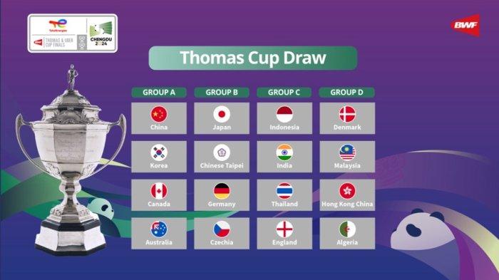 Jadwal Thomas Cup dan Uber Cup 2024, Putra Indonesia vs Inggris, Putri Indonesia vs Hong Kong