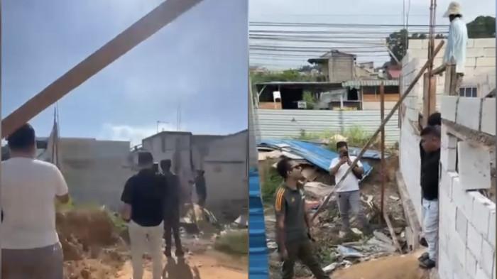 PENGHENTIAN PEMBANGUNAN - Tangkapan layar saat warga memprotes dugaan penghentian pembangunan di lahan yang berlokasi Tanjung Sengkuang, Batu Ampar, Batam yang tengah disengketakan
