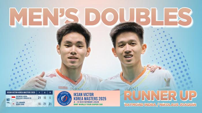 Hasil Final Korea Masters 2025, Raymond/Joaquin Runner Up Ganda Putra, Lee Jongmin/Wang Chan Juara