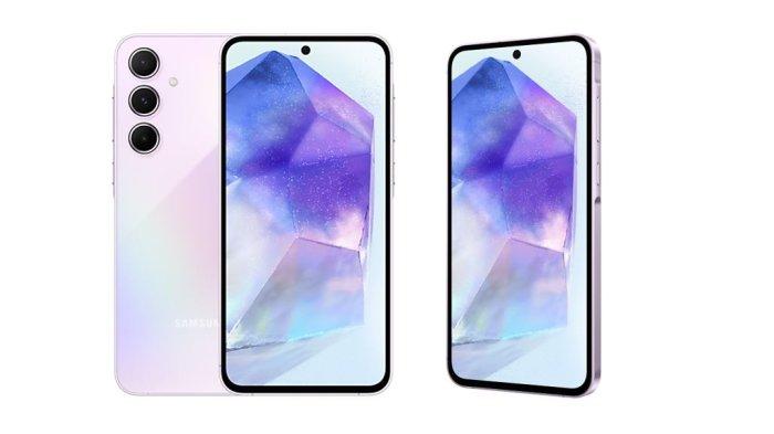PROMO HARGA SAMSUNG- Kolase Samsung Galaxy A55 5G dengan warna Awesome Lilac dari website resmi samsung.com, Rabu (26/2/2025). Berikut daftar promo harga HP Samsung Galaxy A55 5G di Ramadan 2025.