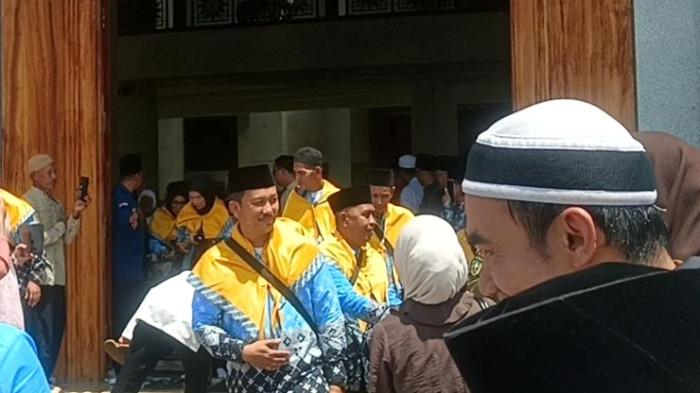 Jemaah Haji asal Kabupaten Natuna saat dilepas pemerintah daerah sebelum berangkat menuju Batam, pada Selasa (21/4/2026) lalu. Mereka dijadwalkan kembali ke Natuna pada Sabtu (6/6/2026) usai menuntaskan ibadah haji di tanah suci.