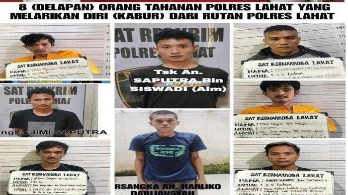 Ini Tampang 8 Tahanan Polres Lahat yang Jebol Tembok dan Kabur ke Hutan dengan Bermodalkan Obeng