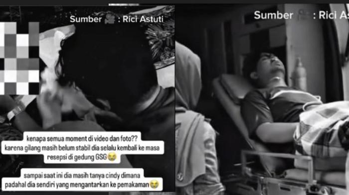 PEMAKAMAN TERAKHIR - Dengan selang oksigen yang masih menempel di hidungnya, Gilang mengantarkan istrinya ke pemakanan terakhir