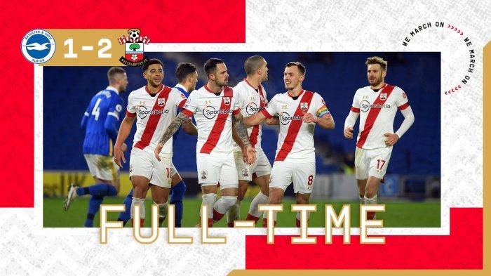 Hasil Liga Inggris Brighton vs Southampton, Danny Ings Cetak Gol Penalti, Southampton Menang