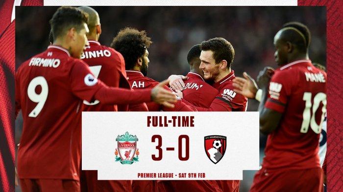 HASIL LIGA INGGRIS Liverpool vs Bournemouth - Liverpool Menang 3-0, Rebut Lagi Puncak Klasemen