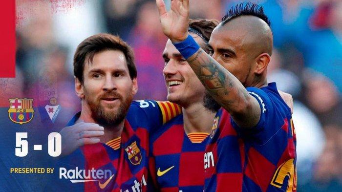 Hasil Liga Spanyol Barcelona vs Eibar, Barcelona Pesta Gol di Nou Camp, Lionel Messi Cetak 4 Gol