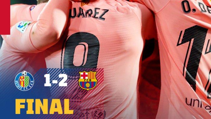 HASIL LIGA SPANYOL Getafe vs Barcelona - Lionel Messi-Luis Suarez Cetak Gol, Barcelona Menang