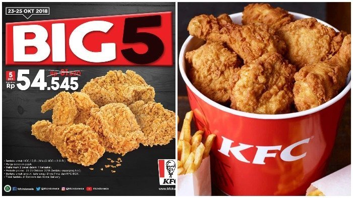 VIRAL. Hanya Tiga Hari! Promo KFC Big 5, Lima Potong Ayam Rp 50 Ribuan
