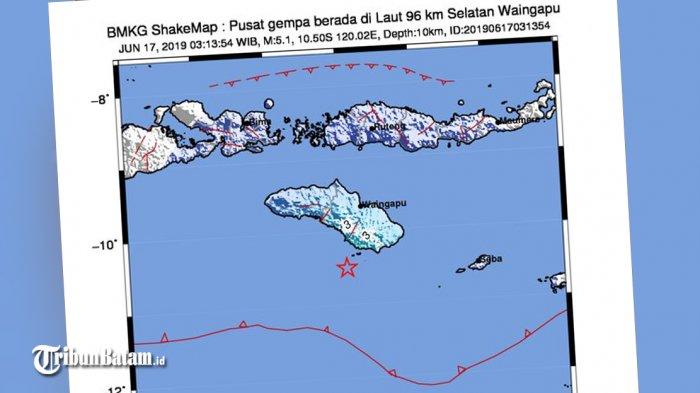 GEMPA HARI INI - Gempa 5.1 SR Guncang Waingapu NTT Senin Dinihari Jam 03.13 WIB, Berikut Info BMKG