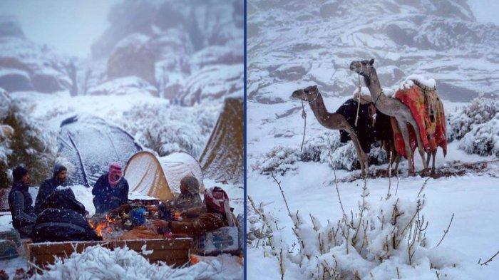 Suasana salju turun di Arab Saudi yang dipotret warga 