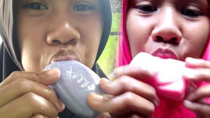 Sabun Mandi Malah Dijadikan Makanan, Aksi Wanita Ini Seperti Makan Es Krim
