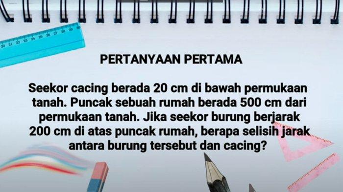 Seekor Cacing Berada 20 cm di Bawah Permukaan Tanah, Berapa Selisih Jarak Antara Burung dan Cacing