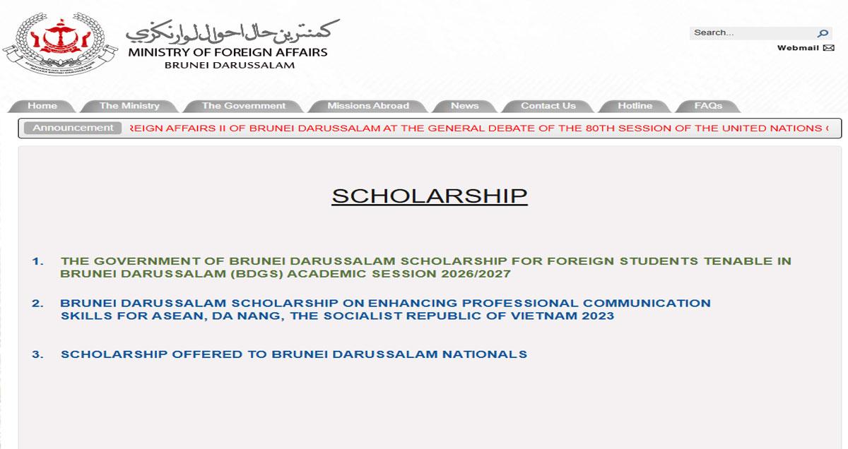 Beasiswa Kuliah Brunei Darussalam 2026 untuk Siswa Indonesia, Tunjangan Rp 6,6 Juta per Bulan