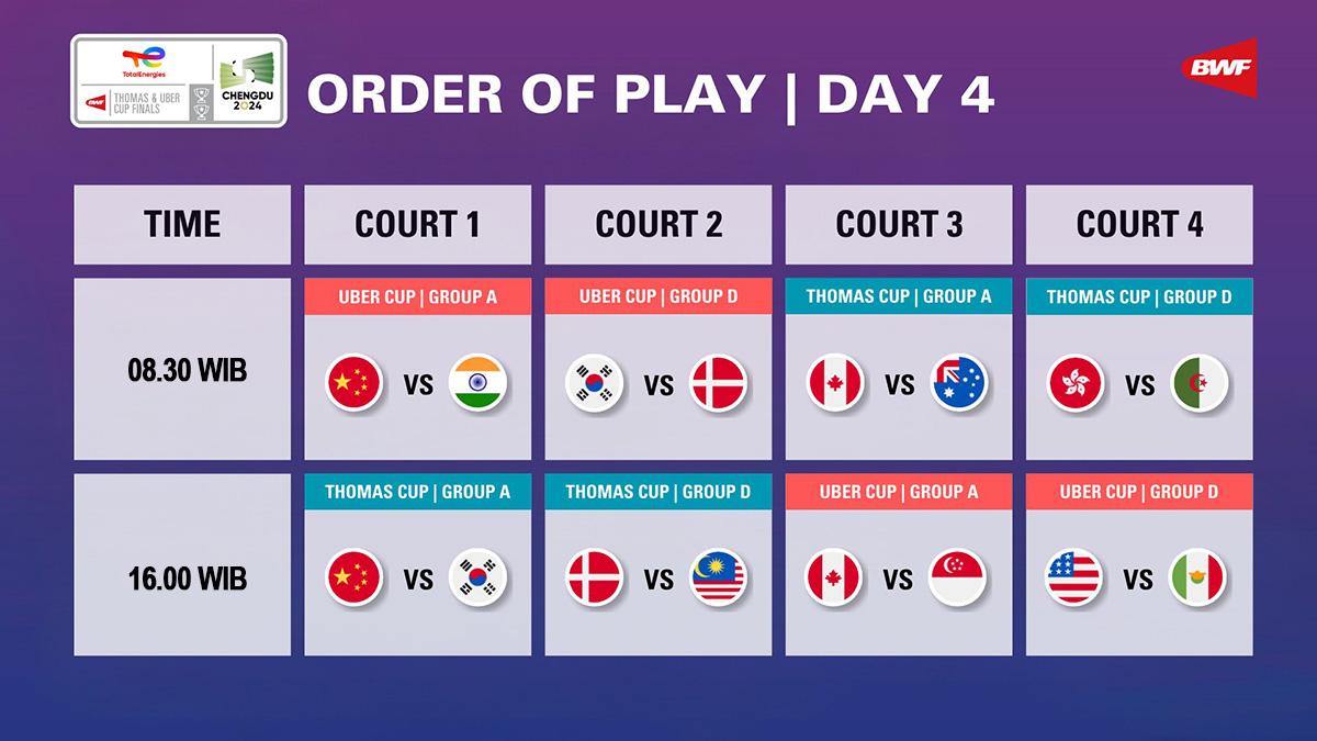 Link Live Streaming Thomas & Uber Cup 2024 Hari Ini China vs Korea Selatan, Denmark vs Malaysia