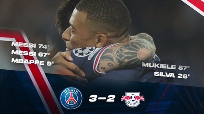 Hasil PSG vs RB Leipzig, Lionel Messi Cetak 2 Gol, Kylian Mbappe 1 Gol, PSG Menang