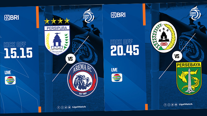 Jadwal BRI Liga 1 Hari Ini 15.15 WIB Persipura vs Arema FC, 20.45: PSS vs Persebaya