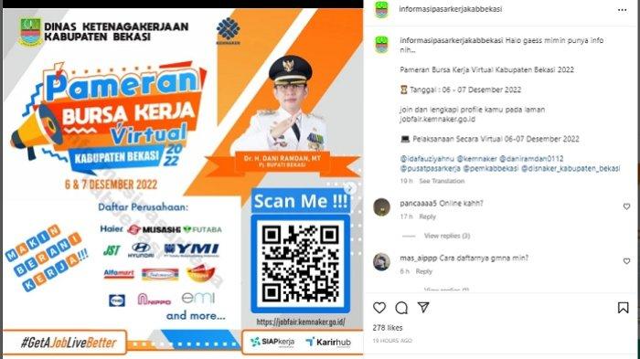 Lowongan Kerja Bekasi: Disnaker Kabupaten Bekasi Gelar Pameran Bursa Kerja Virtual, 6-7 Desember