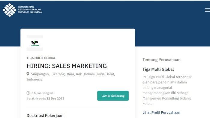 Lowongan Kerja Bekasi: PT Tiga Multi Global Butuh Tenaga Sales Marketing