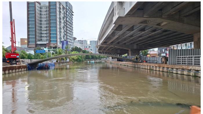 Progres Wisata Air dan Kuliner Kalimalang Bekasi, Rangka Jembatan U Mulai Terlihat
