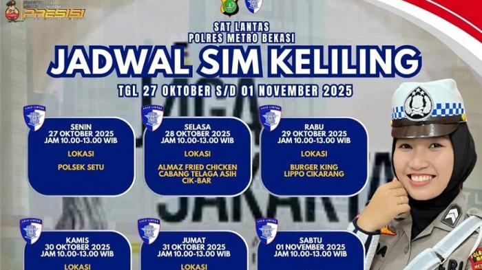 Layanan SIM Keliling Kabupaten Bekasi Senin 27 Oktober 2025, Berikut Lokasi dan Syarat Pendaftaran