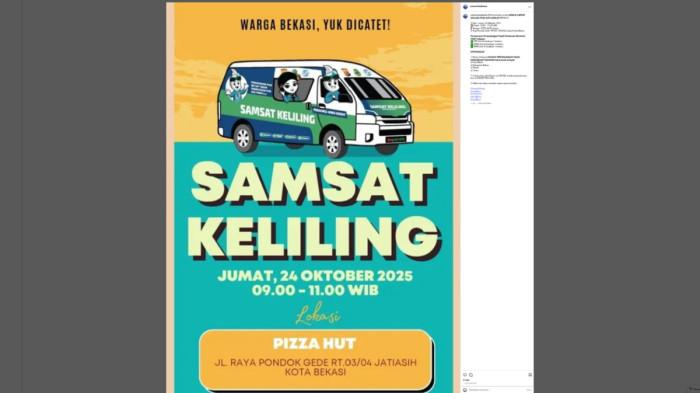 Lokasi Samsat Keliling di Kota/Kabupaten Bekasi Karawang Jumat 24 Oktober 2025