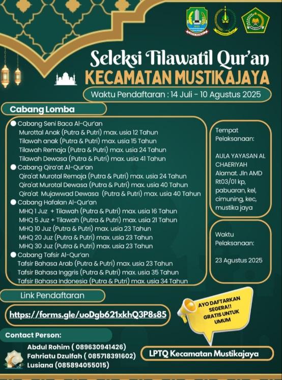 Seleksi Tilawatil Qur’an (STQ) Kecamatan Mustika Jaya 2025