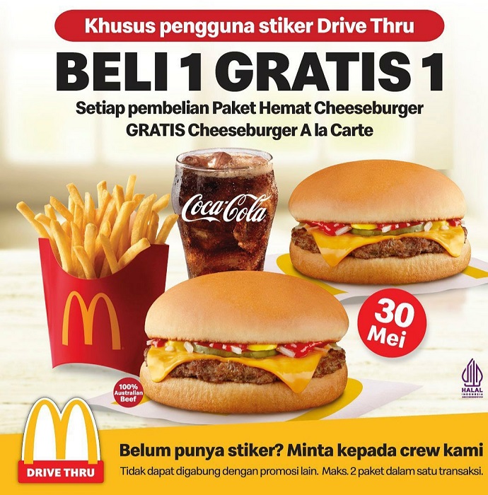 Promo Hari ini, Mulai dari Geprek Bensu, HokBen, Hingga McDonald Beli 1 Burger Gratis 1 Cheeseburger