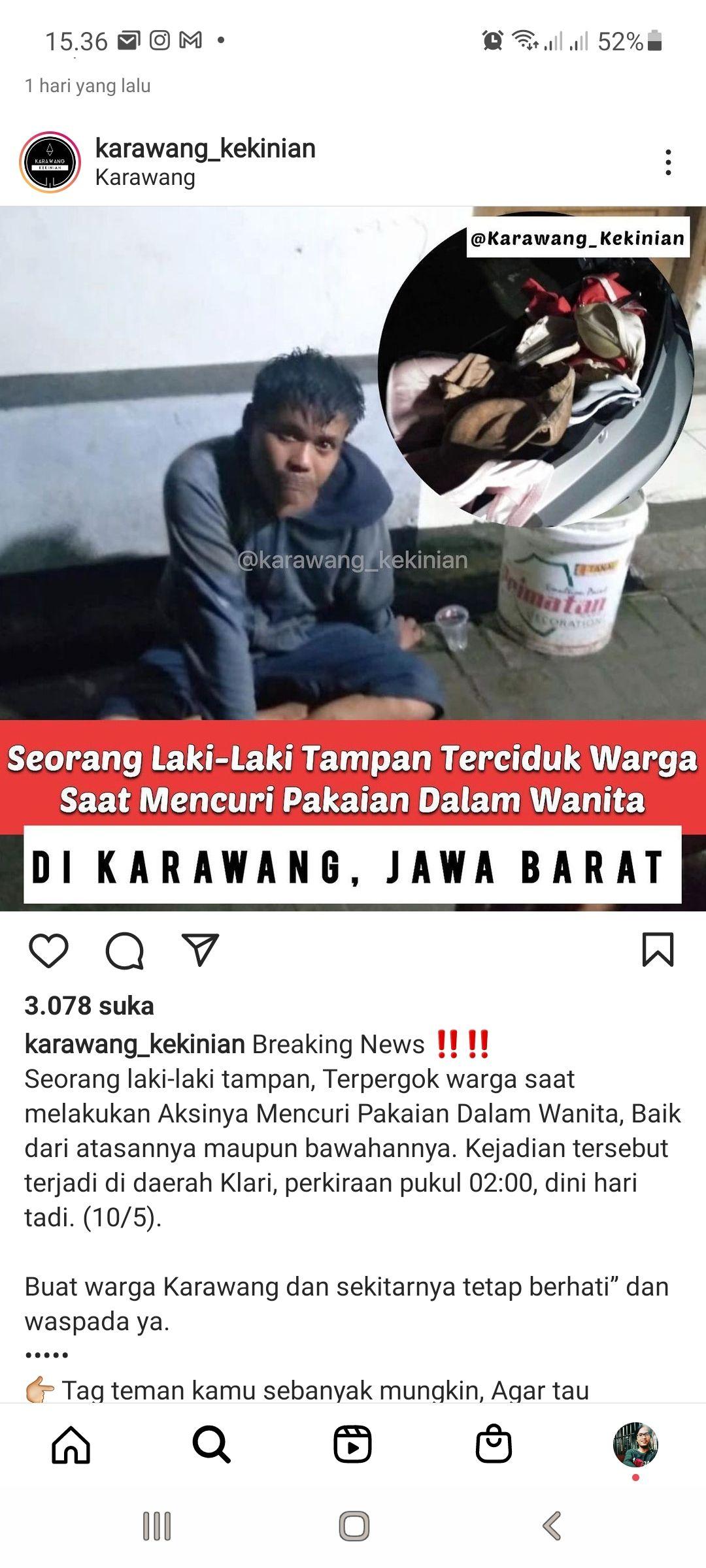VIRAL, Maling Berwajah Ganteng Curi Pakaian Dalam Wanita di Karawang Terciduk Warga
