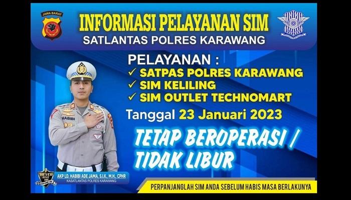 Tetap Buka, SIM Keliling Karawang, Senin 23 Januari 2023 di Pos Lantas Dawuan Cikampek