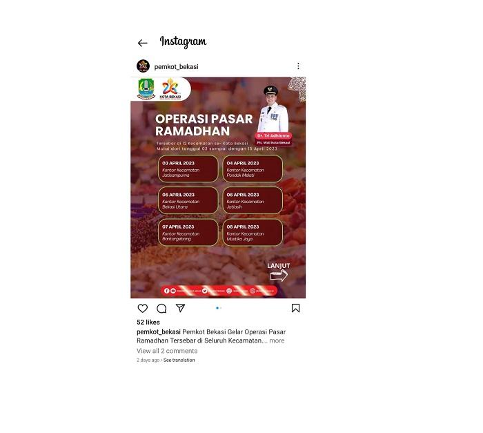 Catat, Ini Jadwal dan Lokasi Operasi Pasar Ramadhan yang Digelar Pemkot Bekasi