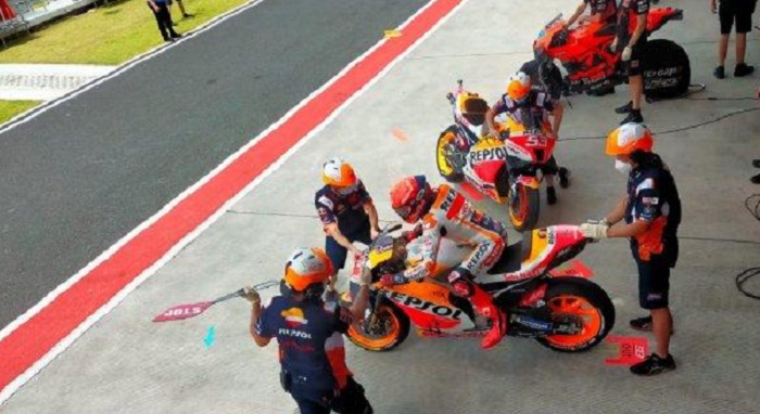 Sempat Dibawa ke RS Usai Terjatuh Saat Sesi Latihan, Marc Marquez kembali ke Sirkuit Mandalika