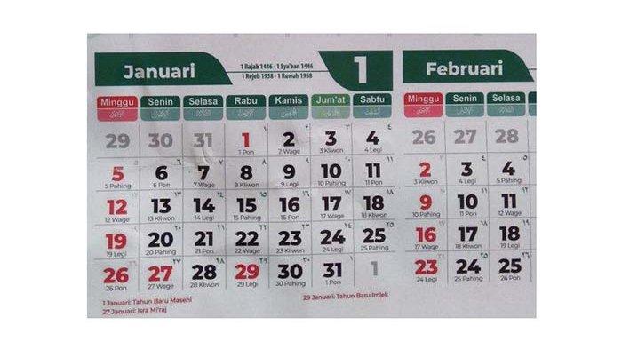 Kalender Januari 2025 Lengkap dengan Tanggal Merah 27 Januari 2025 Libur Apa?