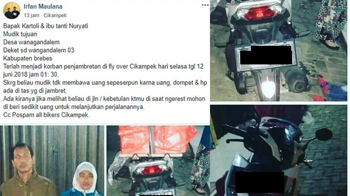 Pemudik Jadi Korban Jambret, Keluarga ini Tak Bawa Uang Sepeserpun, Dompet & HP Raib
