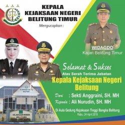 Kejaksaan Negeri Belitung Timur Mengucapkan Selamat dan SuksesSerah Terima Jabatan Kejari Belitung