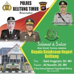 Polres Belitung Timur Mengucapkan Selamat dan Sukses Atas Serah Terima Jabatan Kejari Belitung