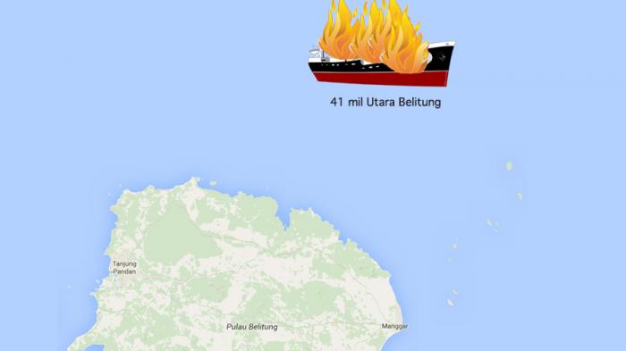 Kapal SPOB Kapuas Terbakar di Perairan Laut Belitung Timur, ABK Dievakuasi ke Tanjungpandan