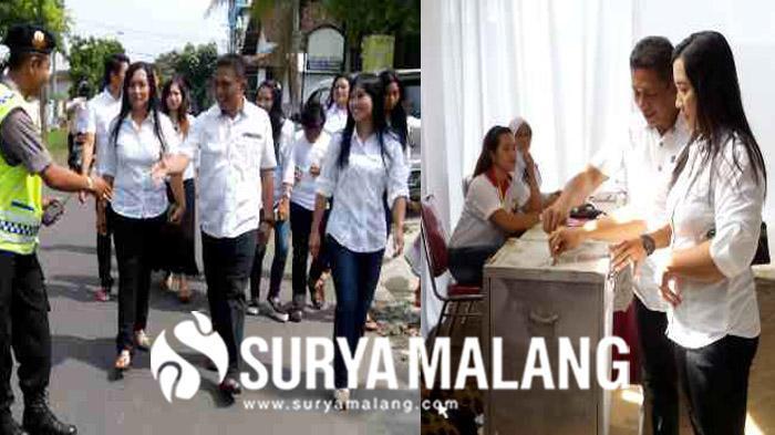 Wow, Calon Wabup Ini Ajak Dua Istrinya ke TPS Bersamaan