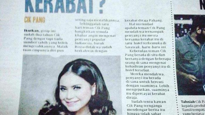 Rossa Diberitakan Menikah Lagi oleh Koran Malaysia, Begini Penjelasannya